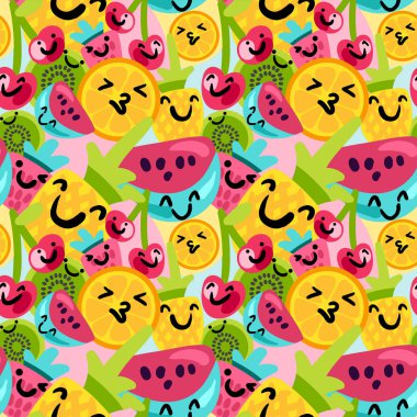 Vektör yaz meyve desen çizgi film tarzı