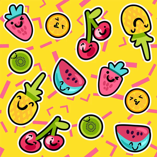 Savoureux et doux motif d'art de fruits d'été — Image vectorielle