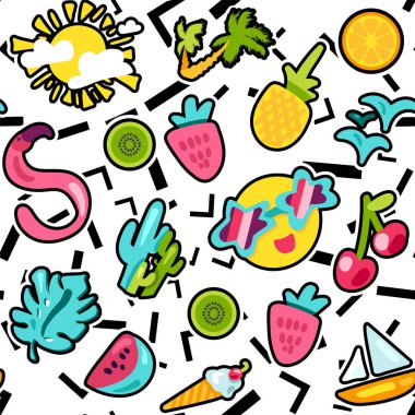 Vektör tropikal yaz Dikişsiz desen