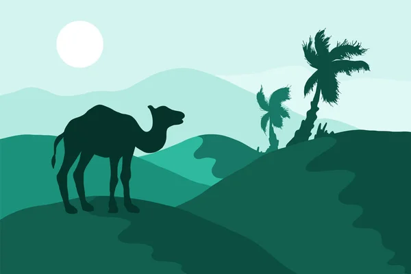 Піщана пустеля з верблюд — стоковий вектор