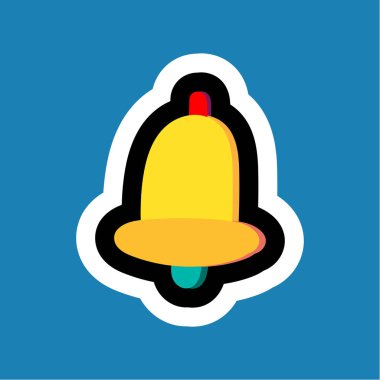 Çan ile şık renkli karikatür etiket