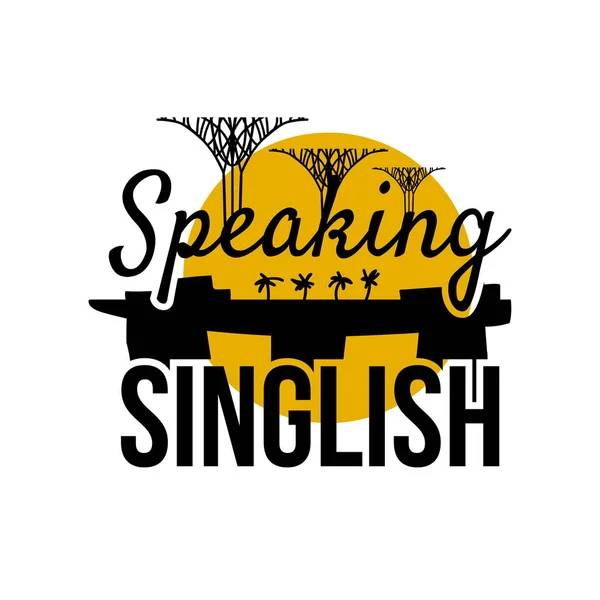 Speaking Singlish Text. Singapour vacances symbole élégant — Image vectorielle