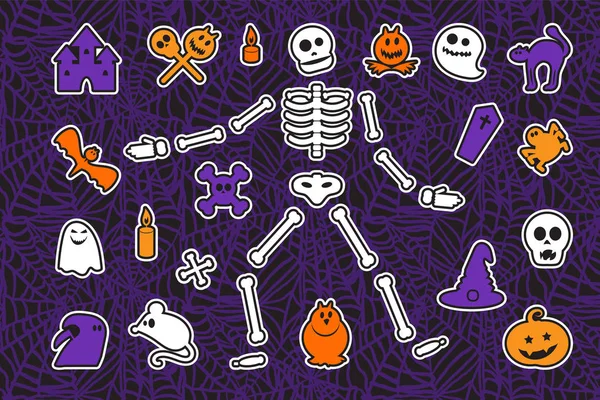 Conjunto de adesivos de Halloween —  Vetores de Stock