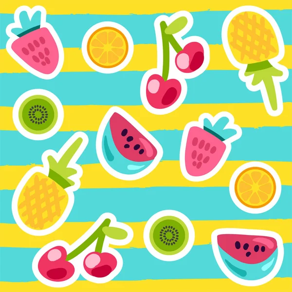 Patrones de frutas de verano — Archivo Imágenes Vectoriales