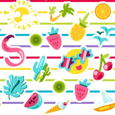 Vektör tropikal yaz Dikişsiz desen