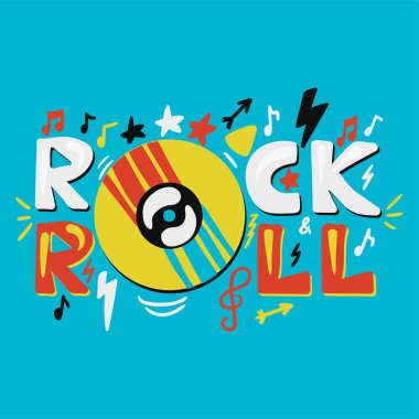 inspirational and motivational hand drawn concept Rock n Roll clipart