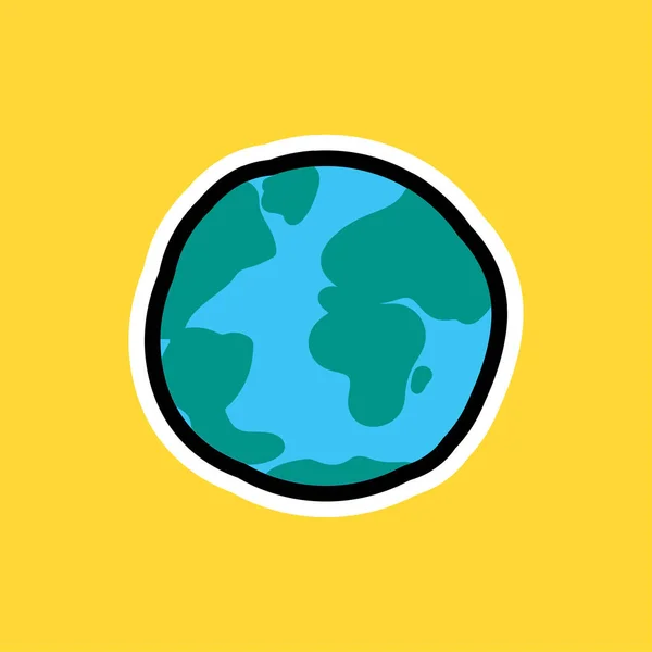 Etiqueta engomada de dibujos animados con planeta tierra — Vector de stock