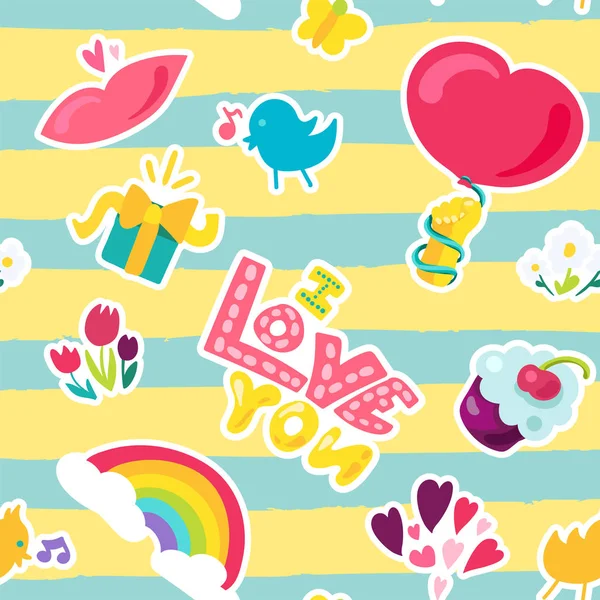 Vector romantische liefde Patch in doodle stijl — Stockvector