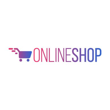Online alışveriş sepeti Logo şablonu. Gradyan stilini. Vektör