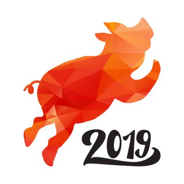 Domuz dans ile yeni yıl Happy 2019. Vektör