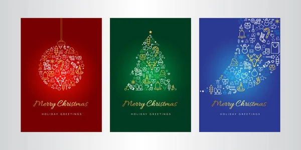 Joyeux Noël carte de vœux vectoriel ensemble de modèle — Image vectorielle
