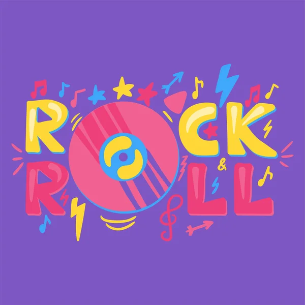 Rock N Rolo mão desenhado vetor lettering — Vetor de Stock