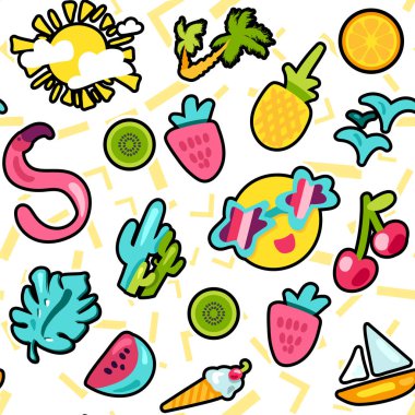 Yaz renk kesintisiz çizgi film desen