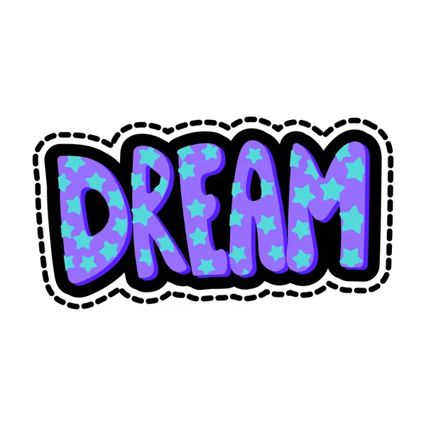 Dream lettering stitched frame illustration — Stock Vector