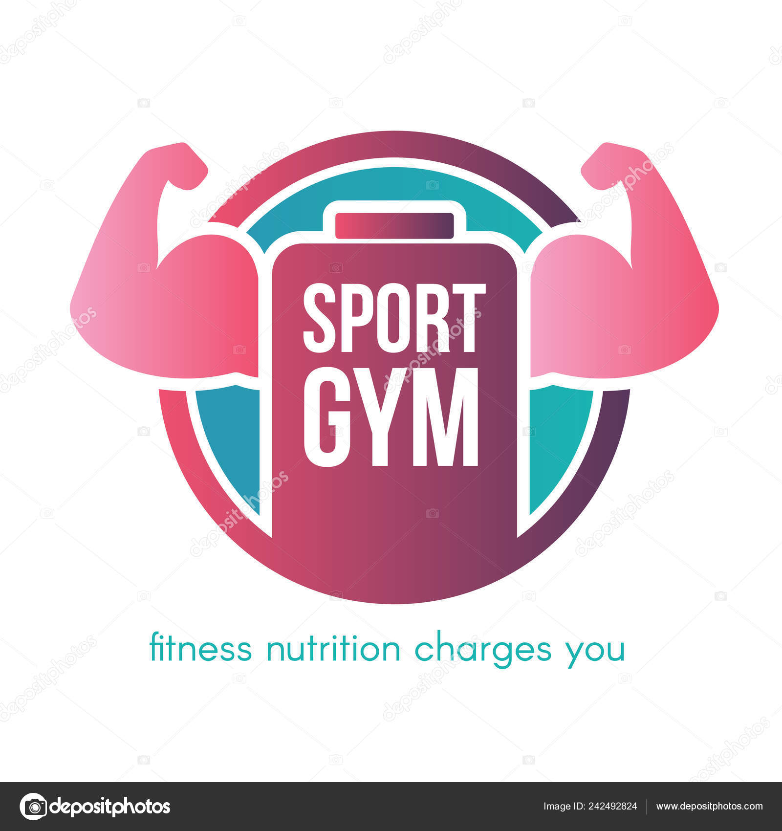 Sport Gym Lettering Vector Logo Design Flat Fitness Center Healthy