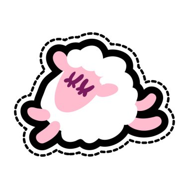 Koyun dikişli çerçeve çizimi. İyi geceler, Patch. Çizgi düz hayvan çizimi