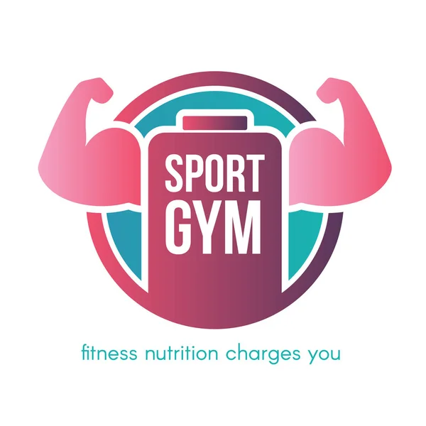 Sport Sportschool Belettering Vector Logo Ontwerp Platte Fitnesscentrum Gezonde Voeding — Stockvector