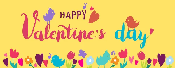 Happy Valentines Day hand drawn color lettering — Stock Vector
