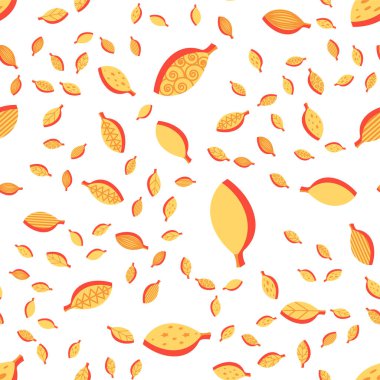 Turuncu stilize yapraklar renk sorunsuz vektör desen