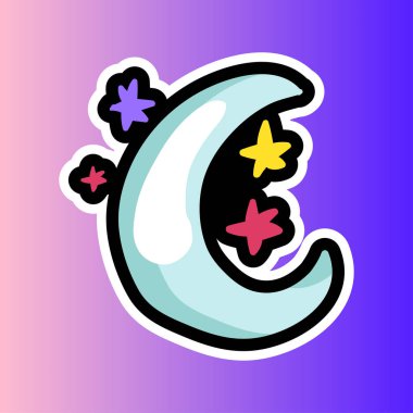 Ay ve yıldız çerçeve çizim dikişli