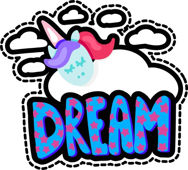 Unicorn with sleep lettering patch — Stock Vector