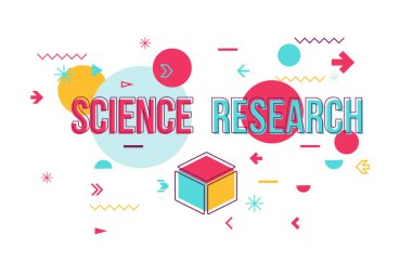 Bilim deneme kelime kavram banner tasarımı