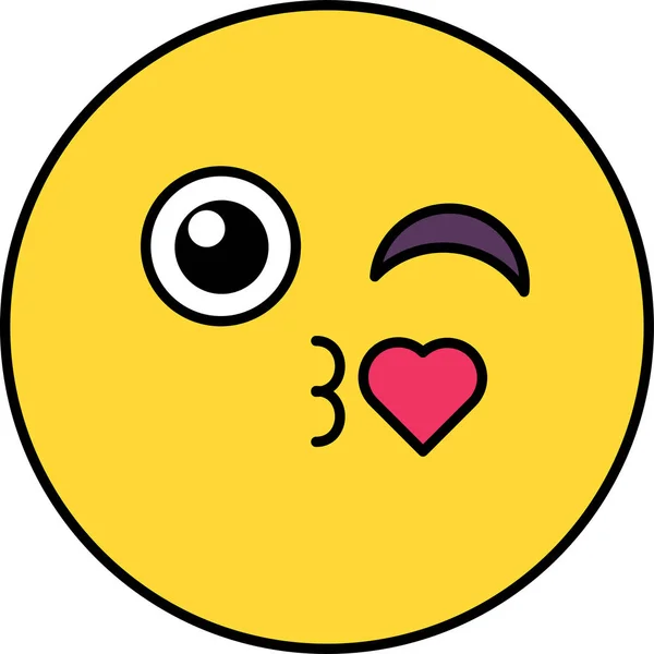 Beso, emoji romántico ilustración — Vector de stock