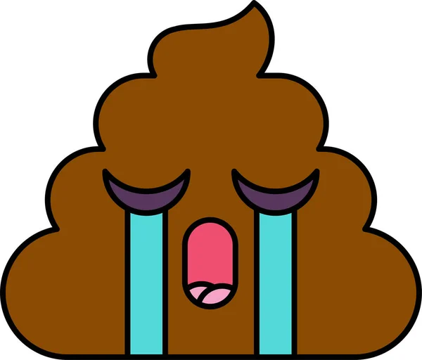 Piangere, lacrimare cacca emoji vettoriale illustrazione — Vettoriale Stock