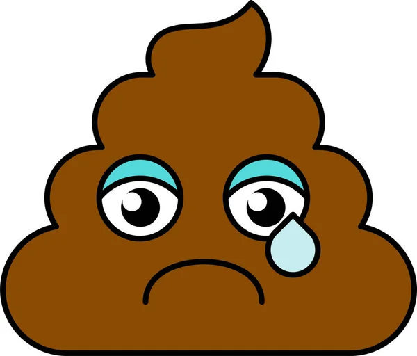 Ilustración triste, lagrimoso vector emoji caca — Vector de stock