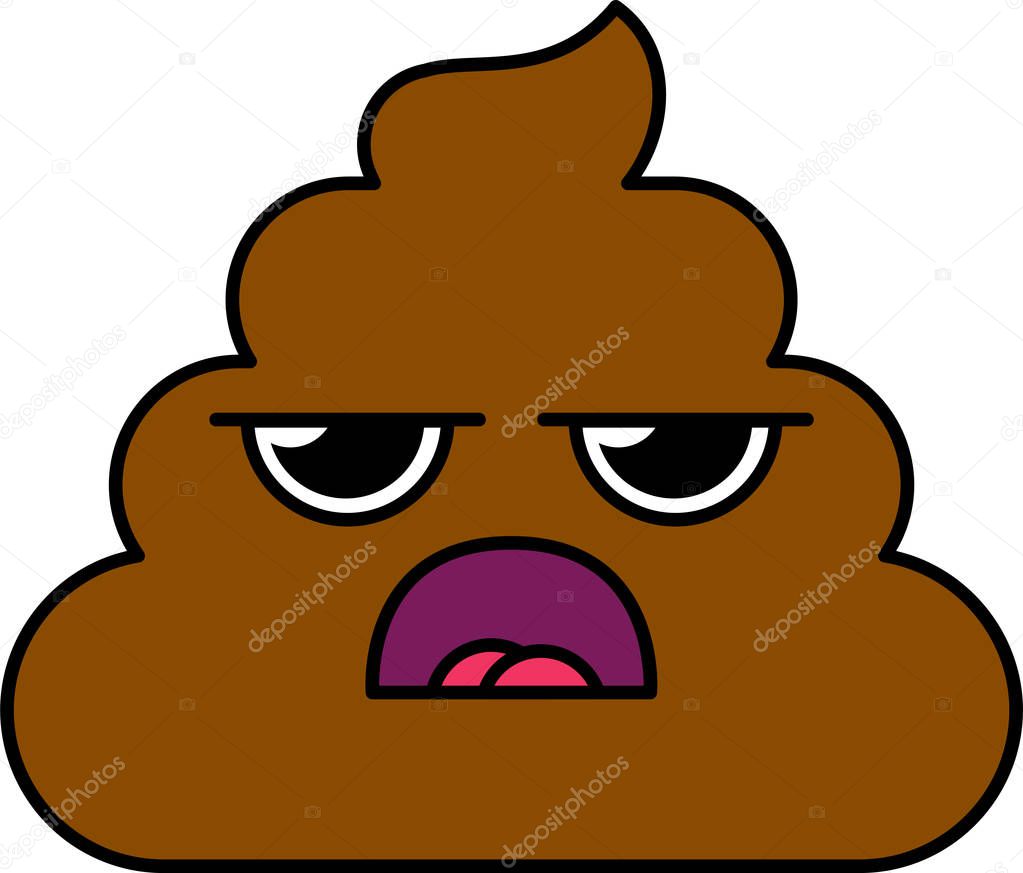 Grumpy poop emoji vector illustration