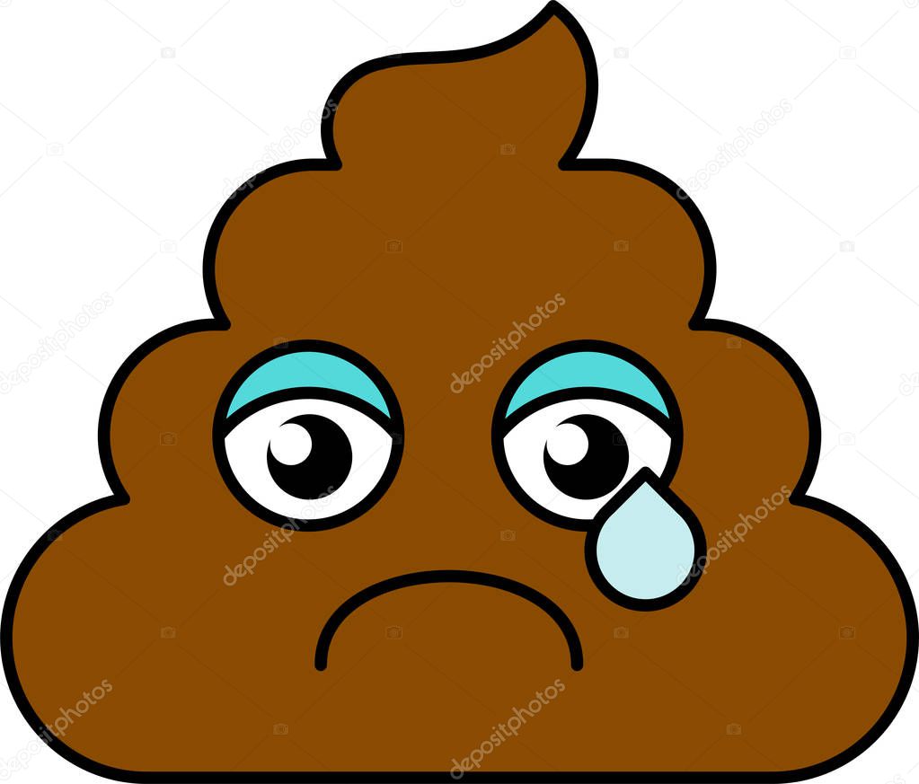 Sad, teary turd emoji vector illustration