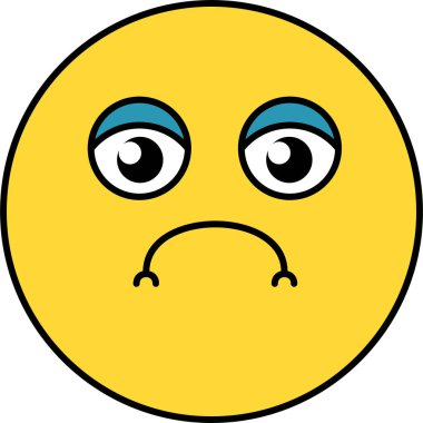 Üzgün, kasvetli emoji illüstrasyon