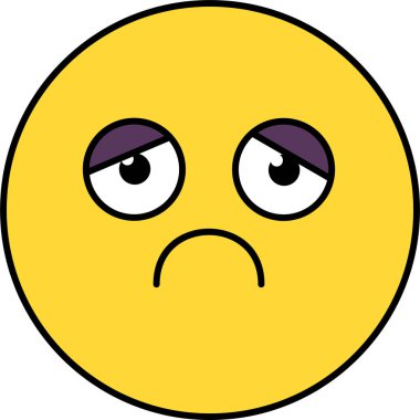 Üzgün, depresif emoji illüstrasyon