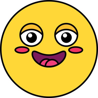 Mutlu, utangaç emoji renk illüstrasyon