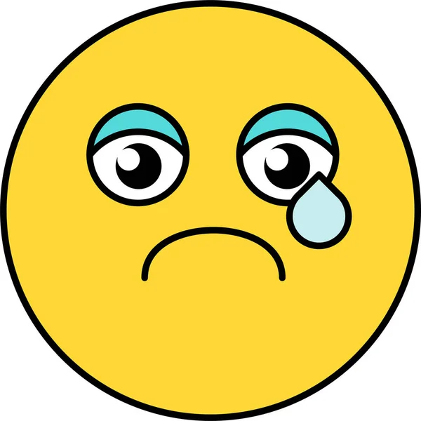 Sad, teary emoji vector illustration — Stock Vector