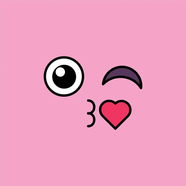 Beso, emoji romántico vector ilustración — Vector de stock