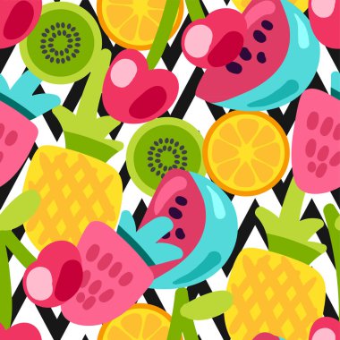 Yaz meyveleri renk Dikişsiz vektör desen