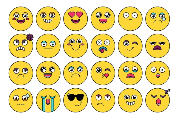 Adesivo comico, carino emoji pack — Vettoriale Stock