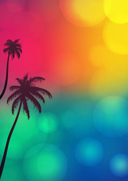 Silhouettes de palmiers avec lumières bokeh — Image vectorielle