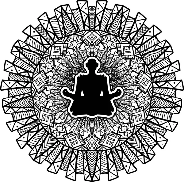 Persona sentada en silueta de pose de loto — Vector de stock