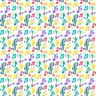 Müzikal düz vektör dikişsiz desen