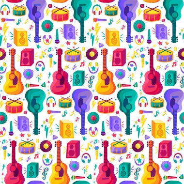 Müzik aleti düz dikişsiz desen