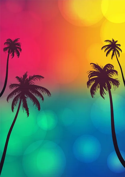 Palm boom silhouetten met bokeh lichten — Stockvector