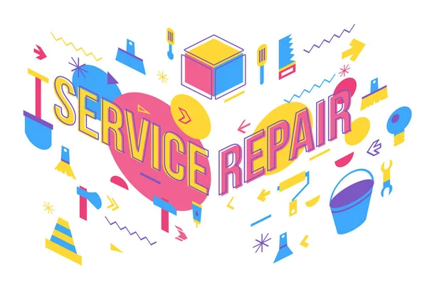 Servicio de reparación palabra concepto banner diseño — Vector de stock