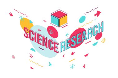 Bilimsel çalışma kelime kavramı afiş tasarımı