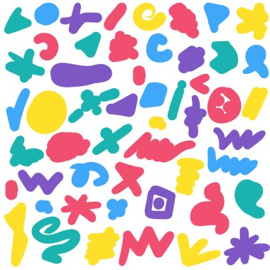 Renk fırça darbeleri el çizilmiş set