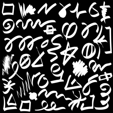 Siyah fırça darbeleri el çizilmiş set