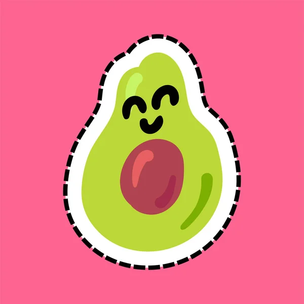 Glücklich Avocado Cartoon flache Kawaii — Stockvektor