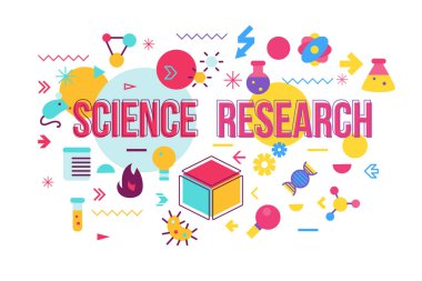 Bilim deneme kelime kavram banner tasarımı