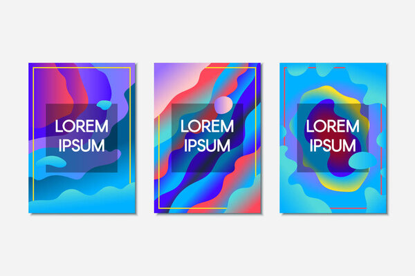 Abstract glowing fluid banner set